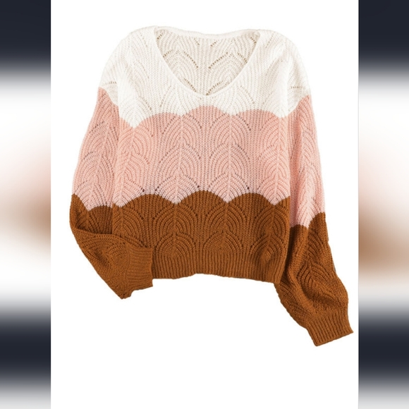 New Puff Sleeve Color Block Sweatshirt - Picture 10 of 11